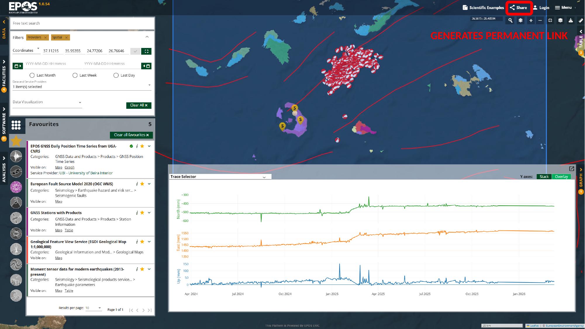 Use the Share button to generate a permanent link for the current setup