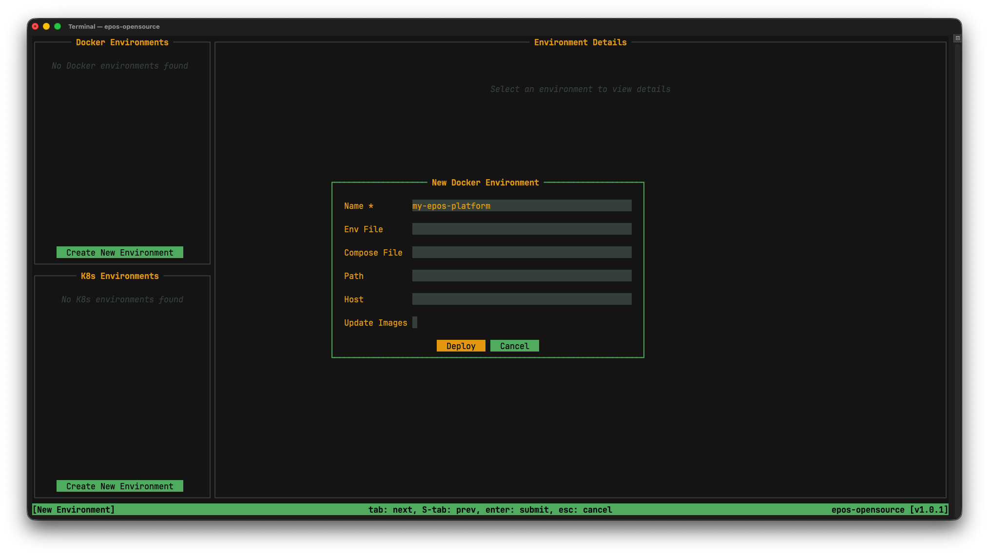 Deploy Nen Environment
