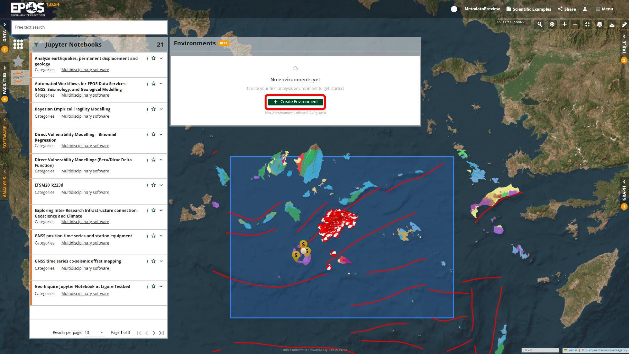 Create a new notebook environment from the Analysis area