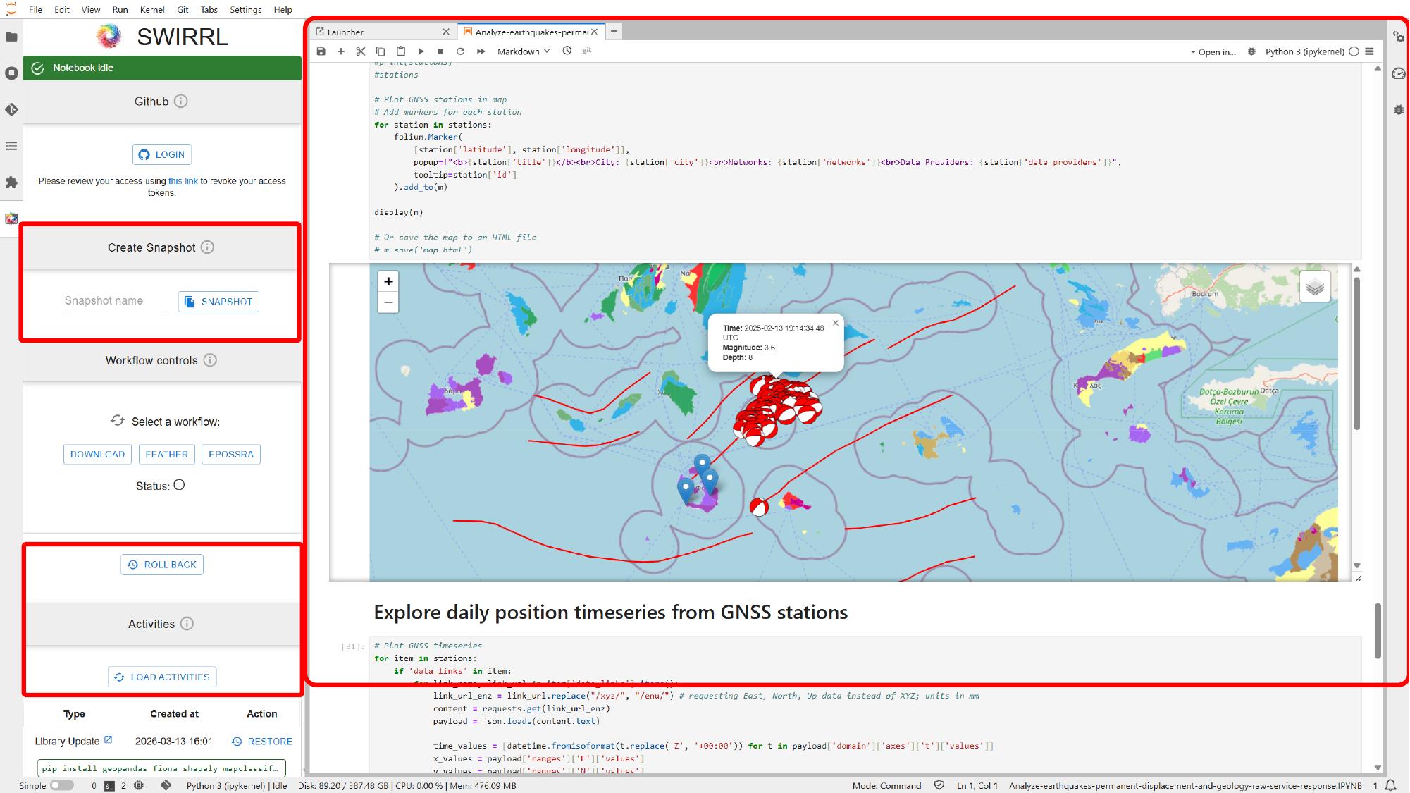 Rollback and activity-history controls in the VRE